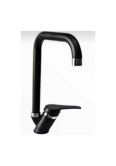 Vsa Siyah Köşe Boru Mix Mutfak Evye Bataryası 5 Yıl Garanti Musluk Siyah