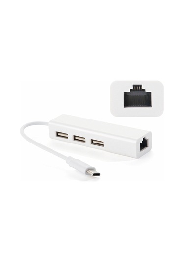Vkemall Usb-c'den Rj45'e Donüştürücü: Kablolu 100mbps Ağ Kartı + 3 Port Usb 3.0 Hub, Sürücü Gerektirmeyen Veri Transferi Ve Ağ Bağlantısı