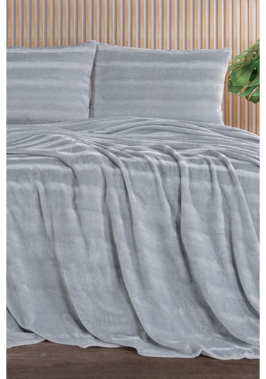 Cozy Grı Çift Kişilik Battaniye Takımı Gri