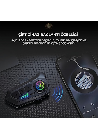 Y10 Kask Kulaklık Interkom Rgb Işıklı Motosiklet İnterkomu
