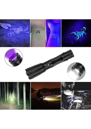 Valkyrie Çift Işık Dual Uv Mor Işık Ve Xml-t6 2000 Lümens El Feneri Siyah