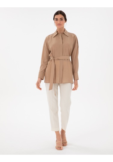 Pierre Cardin Kadın Bej Gömlek Desenli 50306501-vr011 Bej