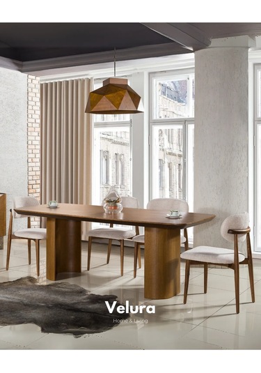 Bella Yemek Odası Takımı Yemek Masası + 4 Adet Sandalye Kahverengi