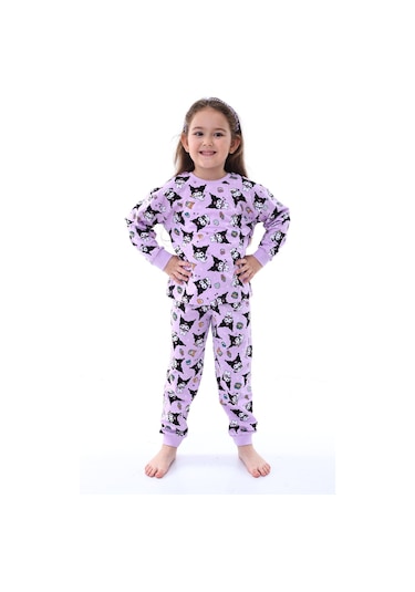 Zuzunga Kuromi Desenli Kız Çocuk Pijama Takımı Pembe 3-8 Yaş Lila
