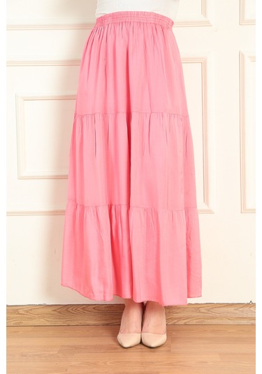 Modaplaza Kadın Fırfırlı Uzun Etek- Çok Renk K20YGLSFIRETKPEMBE Pembe