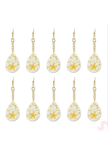 Epoksi Yıldızlı Anahtarlık, Altın - 10 Adet Altın