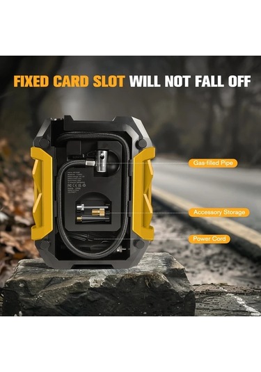 Xuweiwei Portable Air Compressor Carsun 1set Araba Oto Motosiklet Bisiklet Için 12v Dc Led Işıklı Siyah