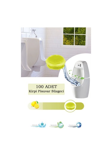 100 Adet Limon Kokulu Kirpi Pisuvar Süzgeci - Koku Giderici Kireç Çözücü Sıçrama Önleyici Tasarım
