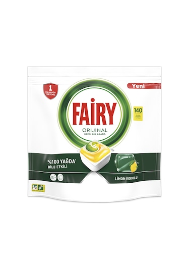 Fairy Hepsi Bir Arada Limon Kokulu Bulaşık Makinesi Deterjanı 140 Tablet