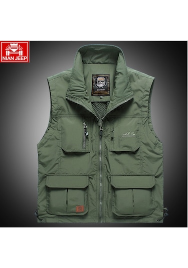 Skycıty Erkek Ordu Yeşili Hızlı Kuruyan Çok Cepli Outdoor Fotoğrafçılık Ve Balıkçılık Yeleği Çok Renkli