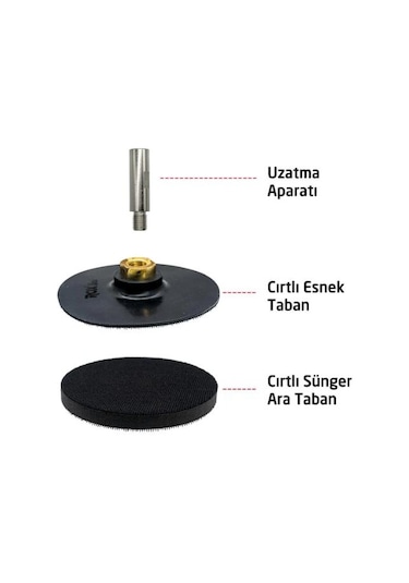 Rox Wood 0181 Esnek Cırt Zımpara Taban Seti 115 MM  ( 3 Parça )