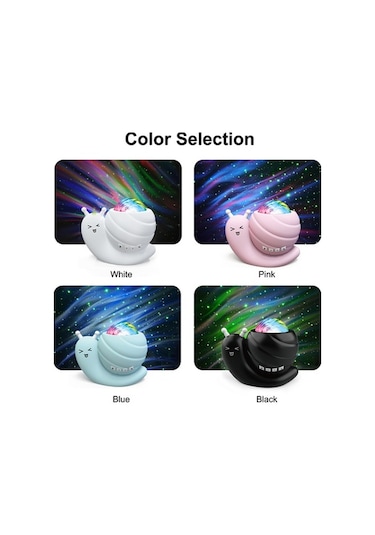 Artfulabode Salyangoz Şekilli Yıldız Projeksiyonlu Bluetooth Hoparlör Ve Gece Lambası - Aura Işıkları Ve Rahatlatıcı Müzik