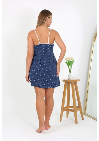 Akbeniz Kadın Büyük Beden İp Askılı Gecelik 98514 Lacivert