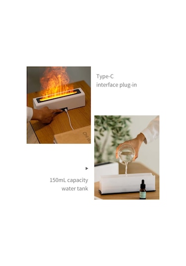 Dq711 Alev Aromaterapi Difüzör Sessiz Usb Hava Nemlendirici Siyah