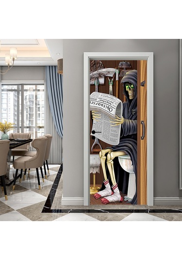 Youmex Halloween Pvc Duvar/door Stickerleri 2 Adet - Korku Atmosferi Oluşturucu, Kolay Uygulama, 200x38.5cm Toplam 77x200cm Diğer