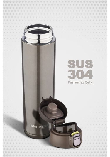 Lunetherm Sızdırmaz Vakumlu Çift Katmanlı Çelik Termos - GRİ