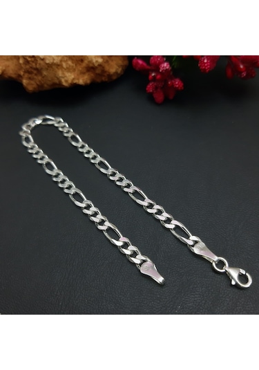 925 Ayar Gümüş Figaro Model Erkek Bileklik 4.5 Mm