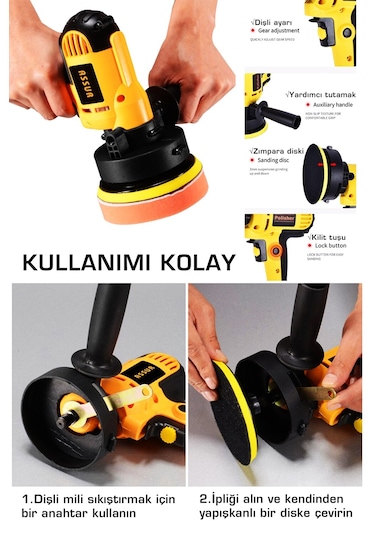 Assur ASR402-02-07 Elektrikli Dikey Polisaj Zımpara Makinesi Sarı