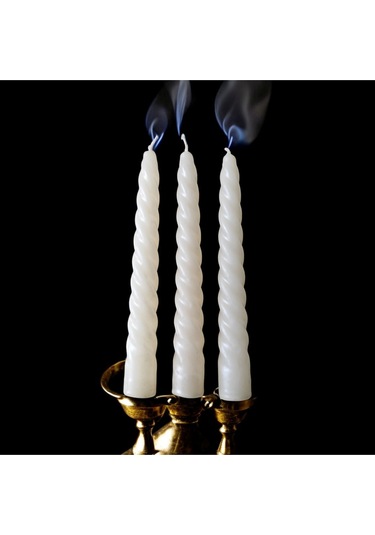 Denic 3 Lü Parlak Krem   İtalyan Burgulu   Şamdan Mum  Kıvrımlı Mum