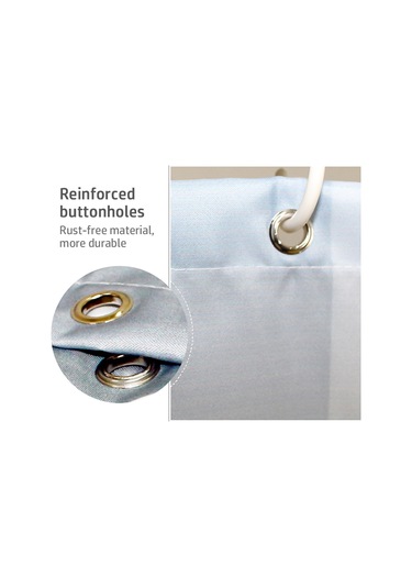 Shineyee Banyo İçin Su Geçirmez 200x200 Cm Kalın Poliester Perde - Basit Damla Desenli 1 Adet + 12 Adet İğne Gri