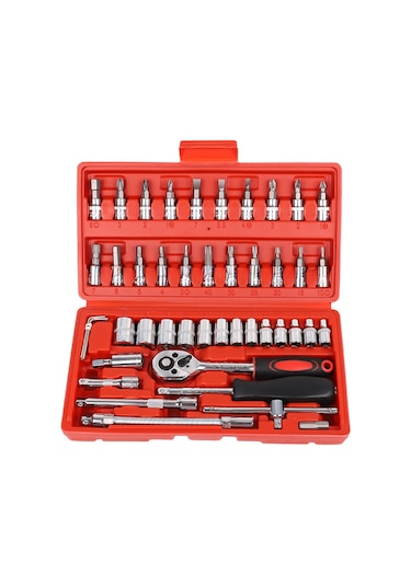 Reedark Profesyonel Otomobil Tamiri İçin 46 Parça Ratchet Anahtar Seti - Tamir Çanta İle Tamir Araçları Topluluğu