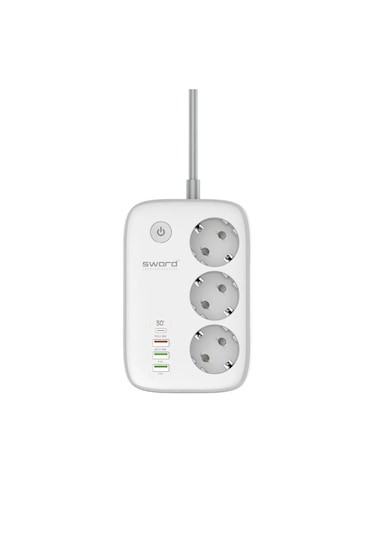 Sword SW-3PU1C 30W Type-C Akım Korumalı 3'lü Wi-Fi Akıllı Priz 2 M