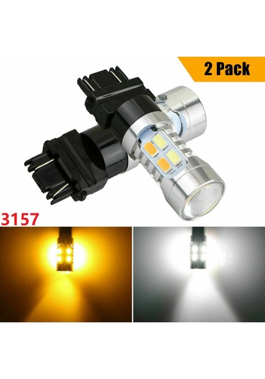 Sointeresting 2x Yüksek Güçlü 3157 Led Drl Beyaz/amber Switchback Dönüş Sinyali Park 20-smd-5730 Ampuller Çift Renk
