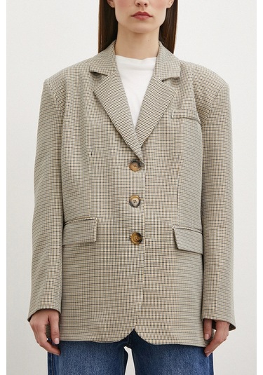 Ekose Blazer Ceket Kahve Kahve