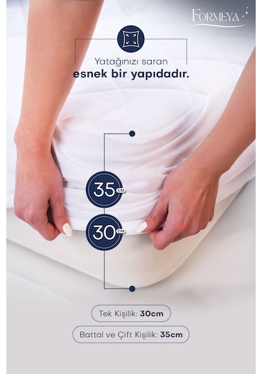 Formeya Kapitone Fitted Su Geçirmez Pamuk Yatak Koruyucu Alez 10 Ebat