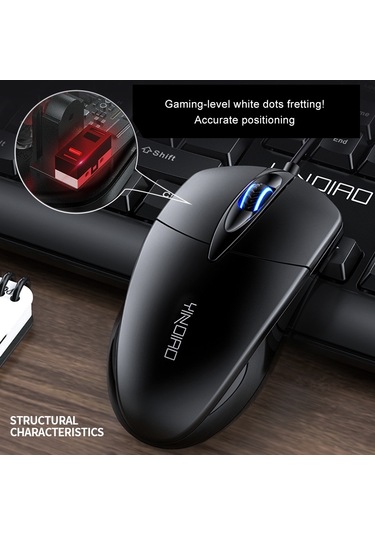 Yındıao G2 1000dpı 3 Tuşlu Rgb Işık Kablolu İş Faresi Siyah Diğer