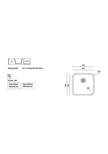 Ukinox D400 Dekorlu Tezgah Altı Mutfak Eviyesi