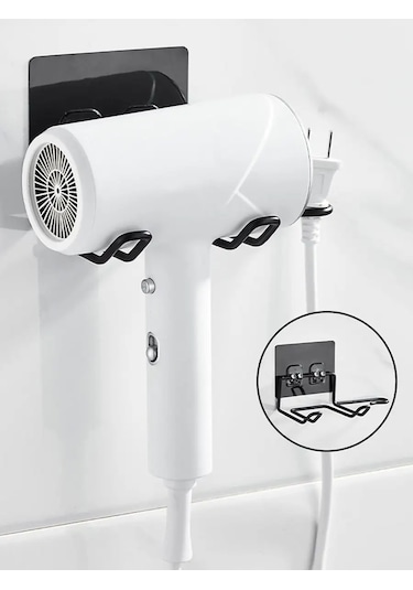 Kastly Kendinden Yapışkanlı Banyoda Duvara Monte Saç Kurutma Makinesi Tutucu 151851516 Siyah