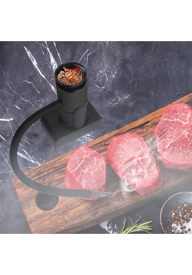 Ebitda Portatif Duman Enjeksiyonu Mutfak Smoker Kiti İçecekler Gıdalar Kokteyl Smokerı Kamp Bbq Piknik İçin Siyah Siyah