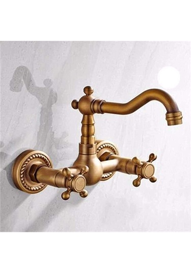 -taplar, Musluklar, Avrupa Tarzı Banyo Minimalist Ev Dekorasyon Bakır Mutfak Musluk Duvarı Mutfak Lavabo Musluk Sıcak Su/a Renk: B Antik