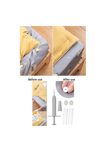 Yorgan Kılıfı Sabitleme Seti Nevresim Klips Takımı Yatak Örtüsü P Gri