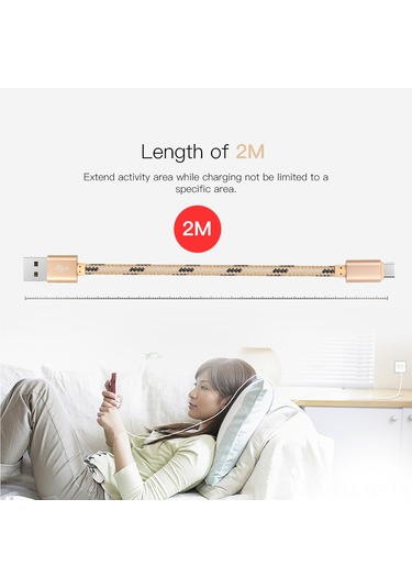 Mufunye 2m Uzunluklu Usb Type-c Şarj Ve Veri Kablosu - Nylon Kablo, Aluminyum Uç - Huawei, Xiaomi Ve Diğer C Port Cihazlar İçin Siyah