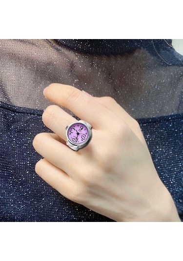 Mavi İzle Yüzük Erkekler Kadınlar Için Parmak Yuvarlak Kuvars Takı Paslanmaz Çelik Yüzük Sevgilisi Çifti Saatler Mavi