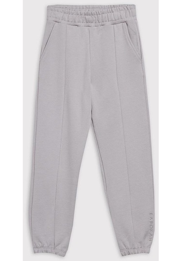 Kids Girl Ön Dikişli Loose Fit Gri Jogger Gri