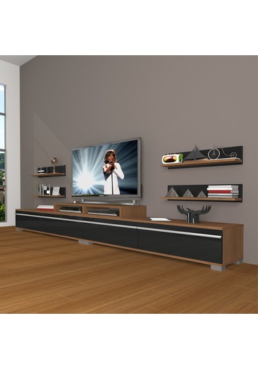 Decoraktiv Ekoflex 360r Mdf Tv Ünitesi Tv Sehpası Ceviz - Siyah