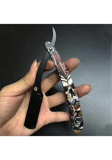 Erkekler Profesyonel Berber Jileti Manuel Tıraş Düz Kenar Paslanmaz Çelik Tıraş Black And Blade