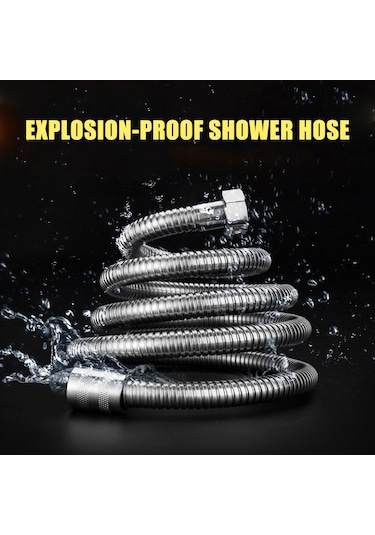 Kosona 3m Çelik Gümüş Duş Hortumu - Bakır Uçlu, Patlama Dayanıklı, Sıcaklık Dayanıklı 70 C , Kink Olmayan, Ev Banyo Kullanıma Uygun Diğer