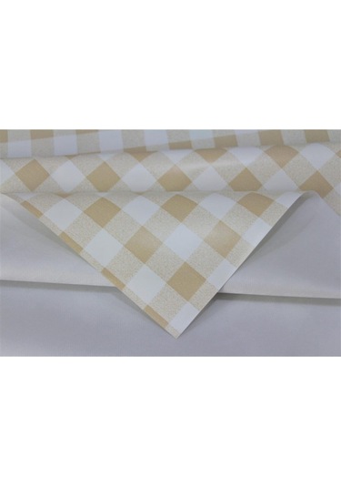 Elyaf Astarlı Silinebilir Muşamba Masa Örtüsü Pötikare - 107-3 Beyaz Sarı