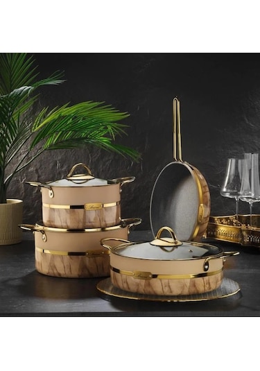 Brioni Selection Slk - 11101 7 Parça Granit Tencere Seti Krem