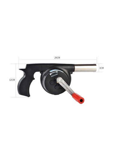 Yaleker El Tipi Kamp Ocağı Üfleyici - Manuel Kollu Metal Barbekü Fanı Siyah