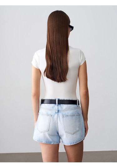 Dilvin 72316 Pamuk Basic Kot Şort-mavi 34