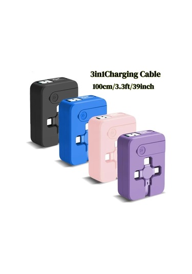 Userfriendly11 Yeşil 4 Adet 3ü 1 Arada Şarj Kablosu Veri Aktarım Katlanabilir Telefon Standı Usb C Micro Usb