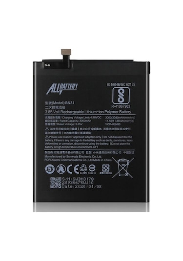 Ally Xiaomi BN31 Mi 5X,A1 Redmi Note 5A Redmi S2,Y2 Pil Batarya