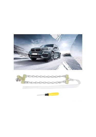 Yaleker Orta Boy Mangan Çelik Zorlama Zinciri - Kayma Önleyici, Yüksek Dayanıklı, 40km/s Saat Sınırı, Tüm Araçlar İçin Anahtar Ve Tornavida Rastgele