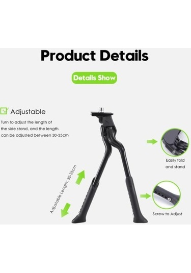 Pazly İki Ayaklı Bisiklet Standı, Ayarlanabilir, Basit Kurulum, Evrensel, Kaymaz Bipod, Dağ Bisikleti Ayak Dayama Yeri, Siyah Siyah