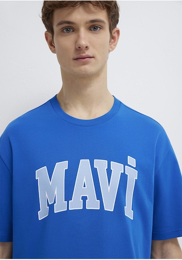 Mavi - Mavi Logo Baskılı Mavi Tişört 0611711-81330 Mavi